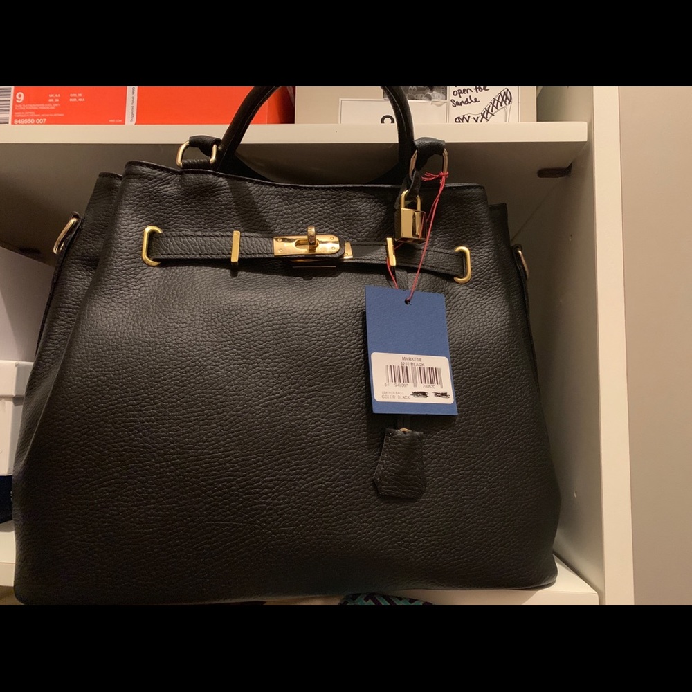 Italian Leather Markese Black handle bag